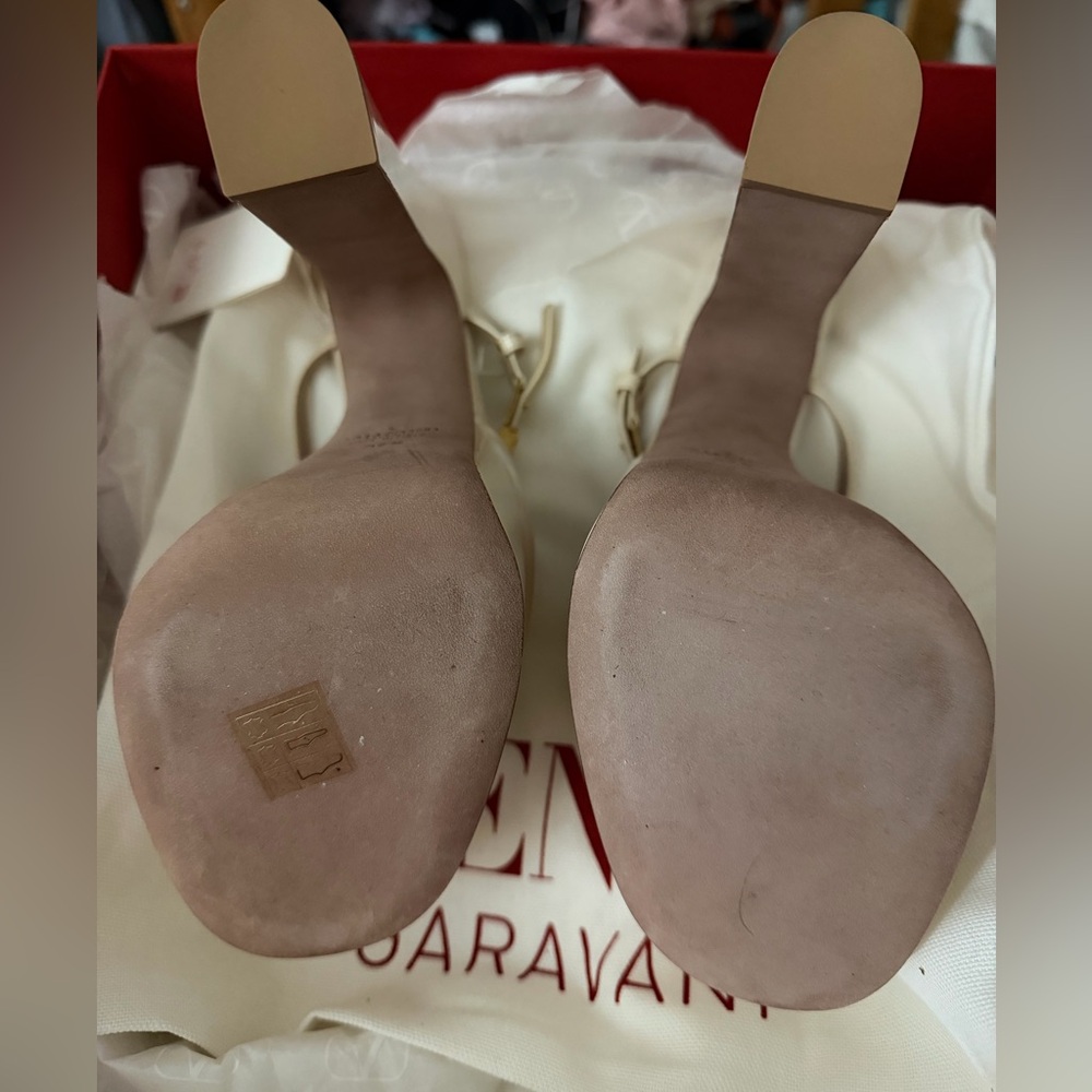 NWT Valentino Garavani Patent Platform Sandals in Ivory with V Gold Logo - Picture 6 of 7